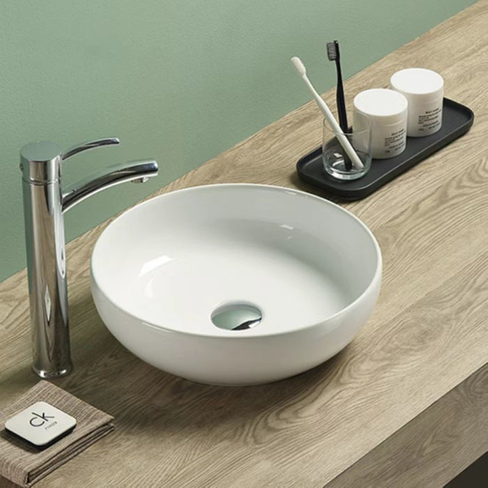 370*370*110mm Poseidon PA37378 Gloss White/Matt White/Matt Black Ceramic Round Above Counter Basin