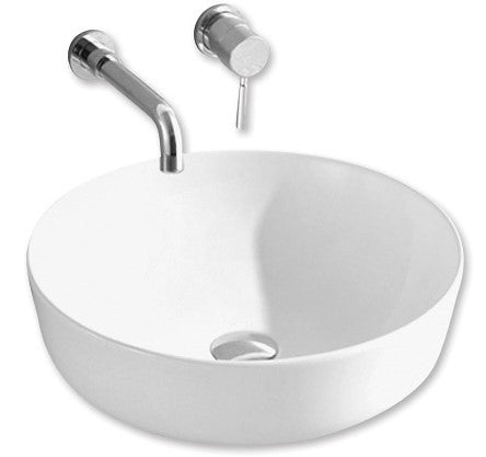 420*420*140mm Poseidon Ultra Slim PA4242 Gloss White Ceramic Round Above Counter Basin