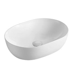 490*355*130mm Poseidon Ultra Slim PA4935 Gloss White Ceramic Oval Above Counter Basin