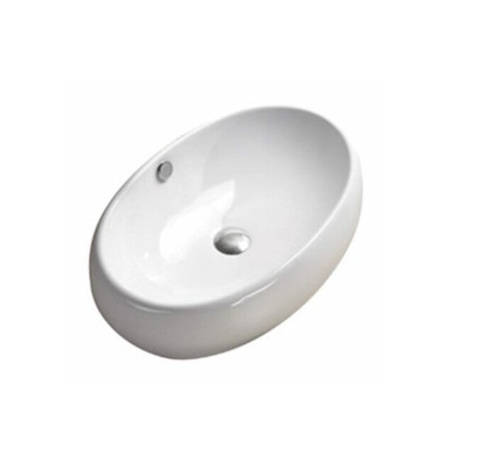 600*400*150mm Poseidon Ultra Slim PA6040 Gloss White Ceramic Oval Above Counter Basin