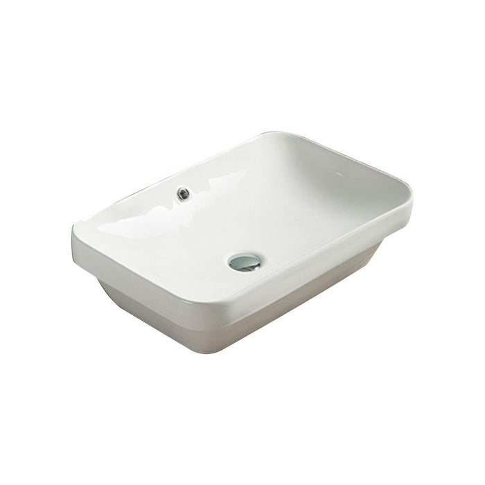 605*405*155mm Poseidon PI6040 Gloss White Ceramic Rectangle With Overflow Insert Basin