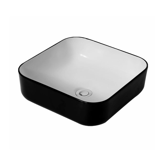 390*390*135mm Poseidon Color PA3838 Matt White And Matt Black Ceramic Square Above Counter Basin