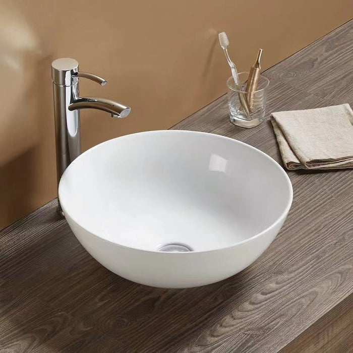 400*400*130mm Poseidon Ultra Slim PA4040 Gloss White Ceramic Round Above Counter Basin