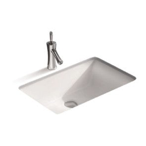 530*340*170mm Poseidon PU5334 Gloss White Ceramic Rectangle With Overflow Under-Mount Basin