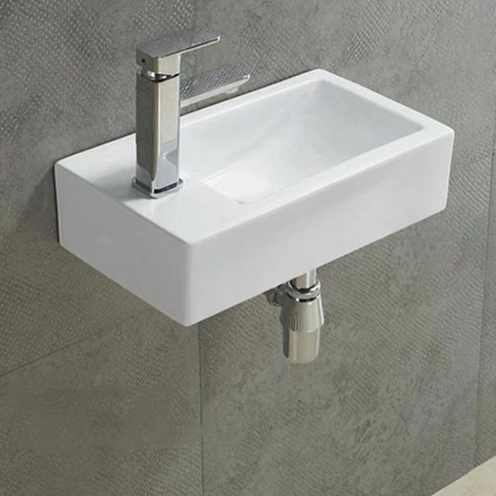 455*250*120mm Poseidon PW4525 Gloss White Ceramic Rectangle Left/Right Hand Bowl With 1 Tap Hole Wall Hung Basin