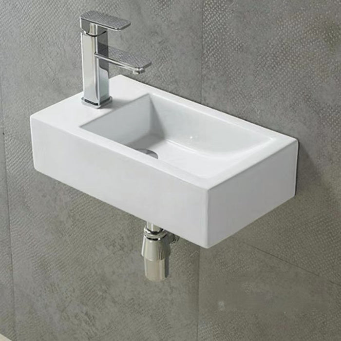 500*250*130mm Poseidon PW5025 Gloss White Ceramic Rectangle Left/Right Hand Bowl With 1 Tap Hole Wall Hung Basin
