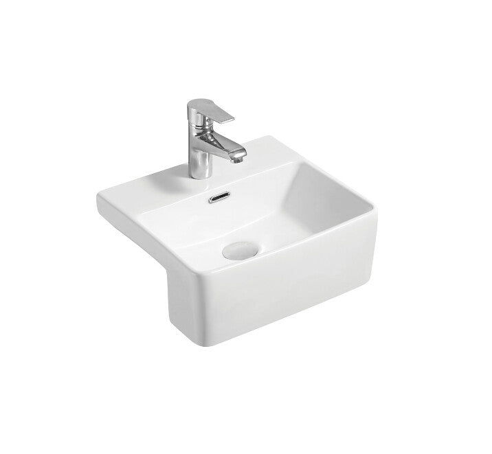 400*360*160mm FIE Petra Gloss White Ceramic Rectangle Mini Semi Recessed Basin