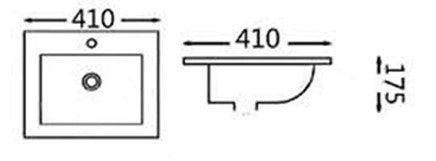 410*410*175mm Poseidon PIS4141 Gloss White Ceramic Square With Overflow 1 Tap Hole Insert Basin
