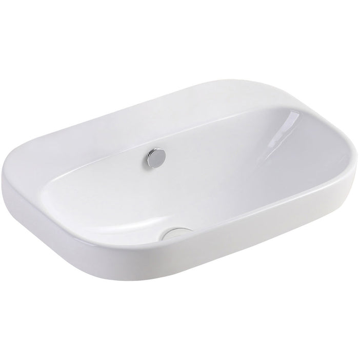 515*370*135mm FIE Parisa Gloss White Ceramic Rectangle 0/1 Tap Hole Insert Basin