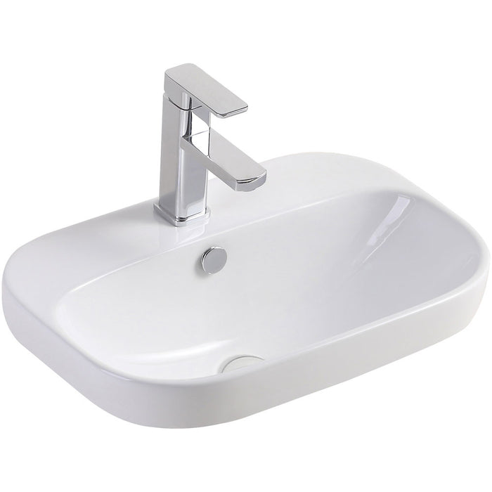 515*370*135mm FIE Parisa Gloss White Ceramic Rectangle 0/1 Tap Hole Insert Basin