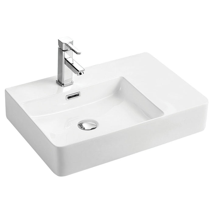 600*420*120mm FIE Petra Gloss White Ceramic Rectangle Left/Right Hand Wall Hung Basin