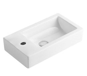 455*250*120mm Poseidon PW4525 Gloss White Ceramic Rectangle Left/Right Hand Bowl With 1 Tap Hole Wall Hung Basin
