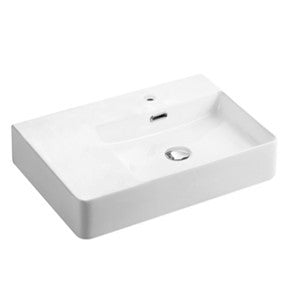 600*420*120mm Poseidon PW6042 Gloss White Ceramic Rectangle Left/Right Hand Bowl With Overflow Wall Hung Above Counter Basin
