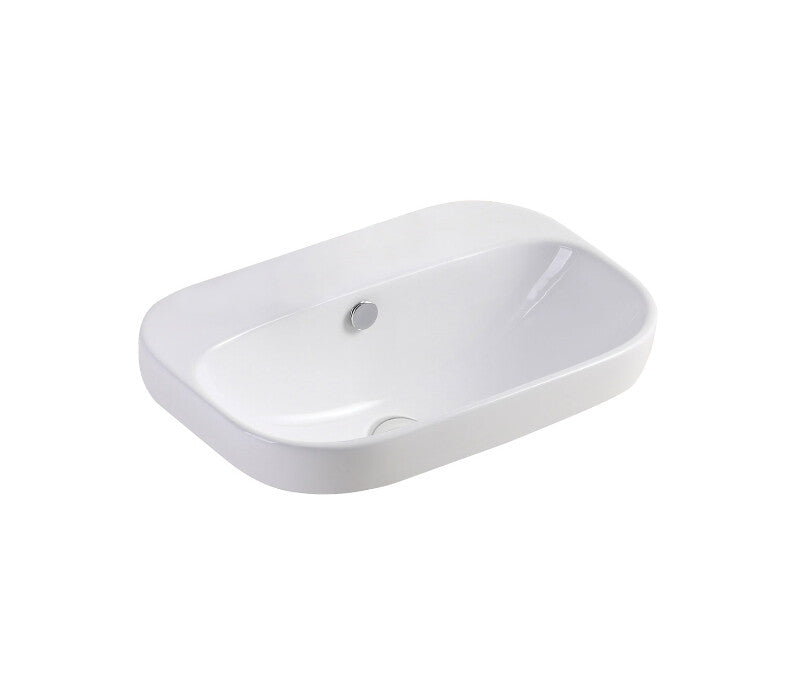 515*370*135mm FIE Parisa Gloss White Ceramic Rectangle 0/1 Tap Hole Insert Basin