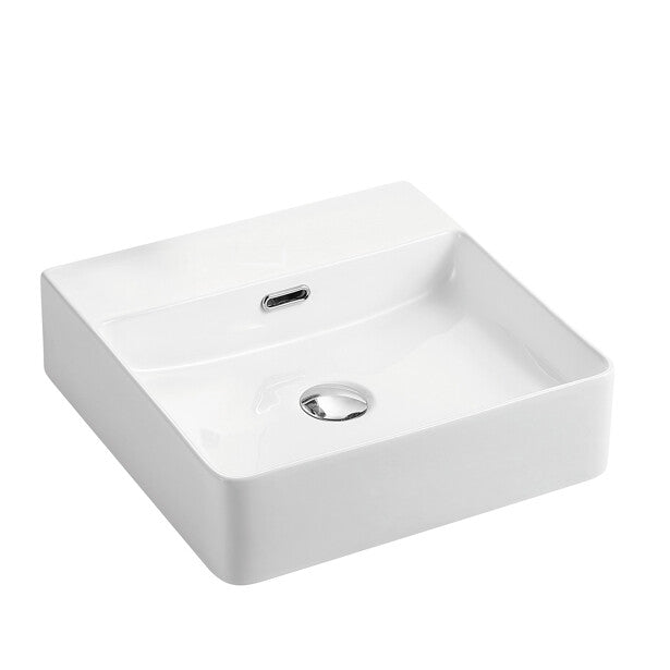 420*420*120mm Poseidon PW4242 Gloss White/Matt White Ceramic Square With Overflow 1 Tap Hole Wall Hung Above Counter Basin