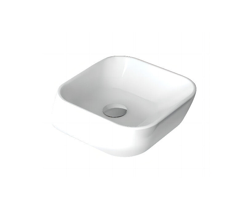 350*390*120mm FIE Lincoln Gloss White Ceramic Angled Square Above Counter Basin