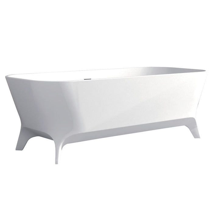 HAMPTON 1600*800*600mm Cast Stone Solid Surface Bath Tub Matte White Freestanding with Overflow