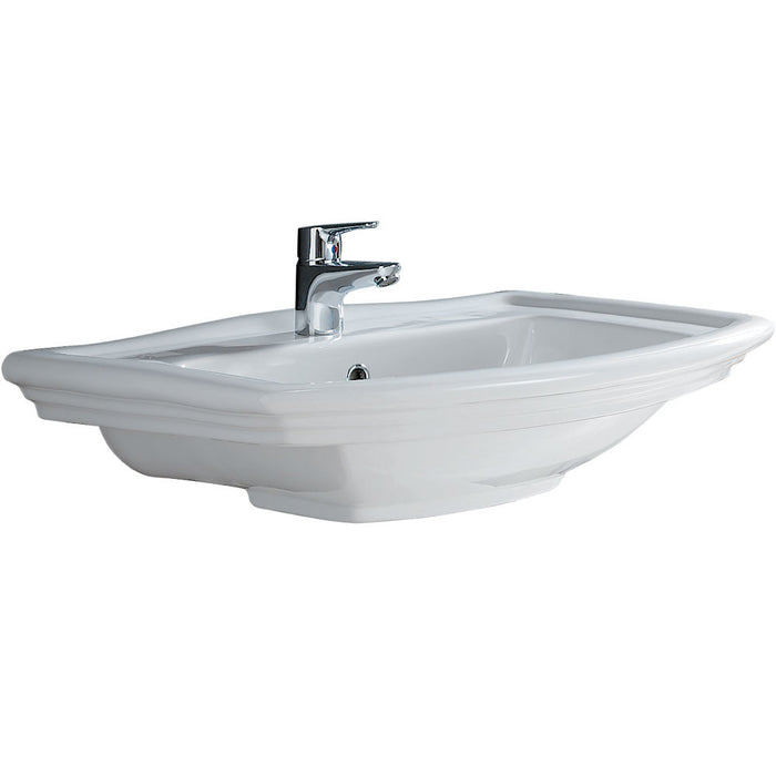 560*420*48mm FIE RAK Washington Gloss White Ceramic Rectangle Wall Hung Basin