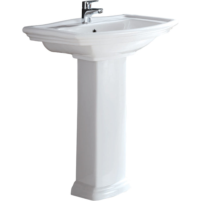 560*420*840mm RAK Washington Gloss White Ceramic Rectangle Pedestal Basin