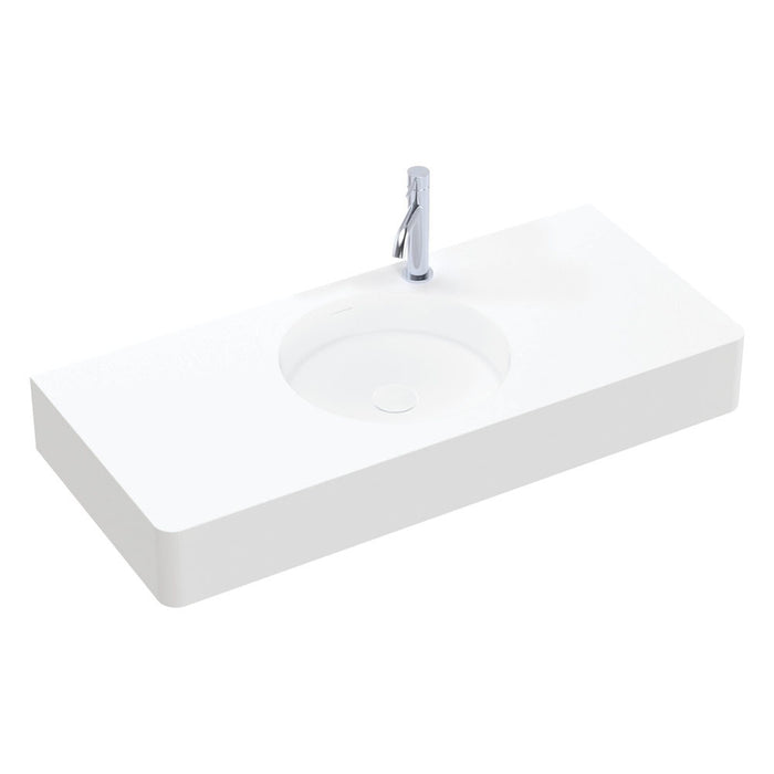1000*450*135mm FIE Encanto Matte White Cast Stone Rectangle Wall Hung Basin