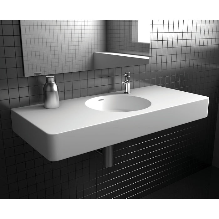 1000*450*135mm FIE Encanto Matte White Cast Stone Rectangle Wall Hung Basin
