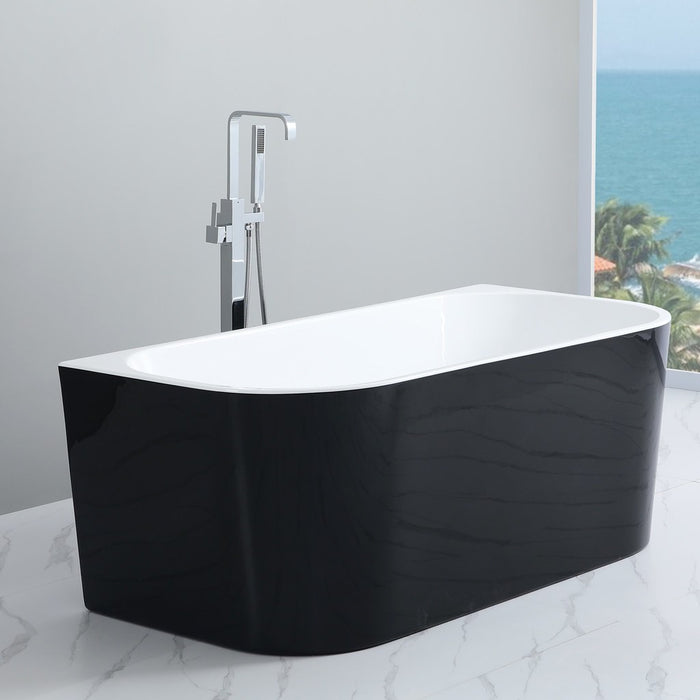 1400-1700*800*580mm Poseidon ELBT Gloss White/Matt White/Gloss Black Oval Acrylic Back To Wall Freestanding Bathtub