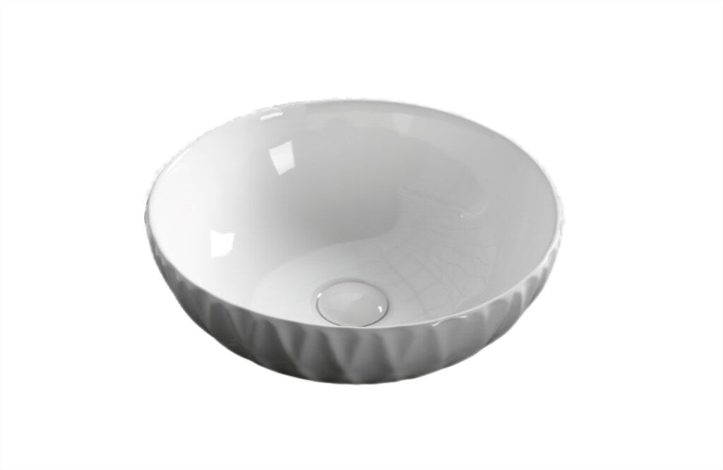 400*400*130mm White/Black Ceramic Stripe Pattern Ceramic Round Above Counter Basin
