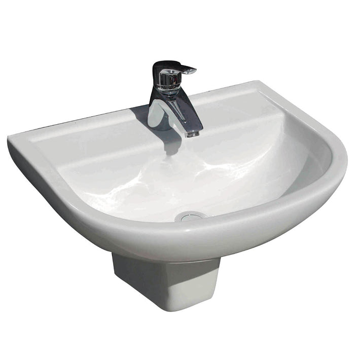 510*380*355mm RAK Gloss White Ceramic Oval Wall Hung Basin With Integral Shroud
