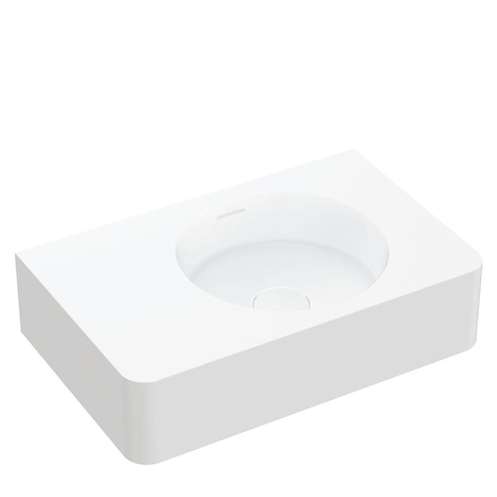 470*300*115mm FIE Encanto Matte White Cast Stone Rectangle Wall Hung Basin