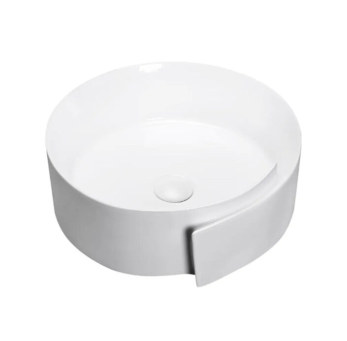 440*460*150mm/370*390*145mm Gloss White Ceramic Round Above Counter Art Basin