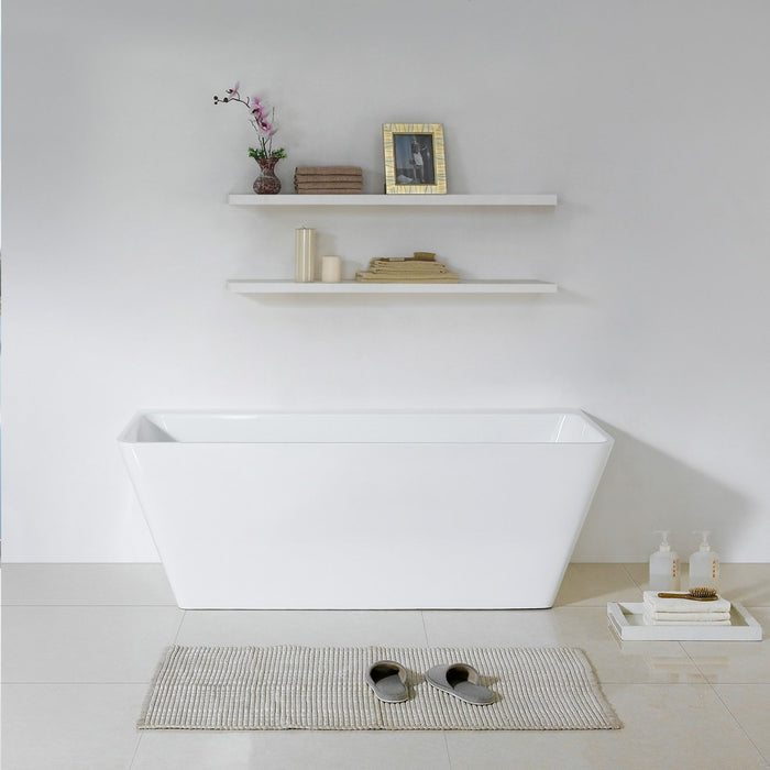 1570-1700*750*580mm Poseidon ABT Gloss White Rectangle Acrylic Back To Wall Bathtub