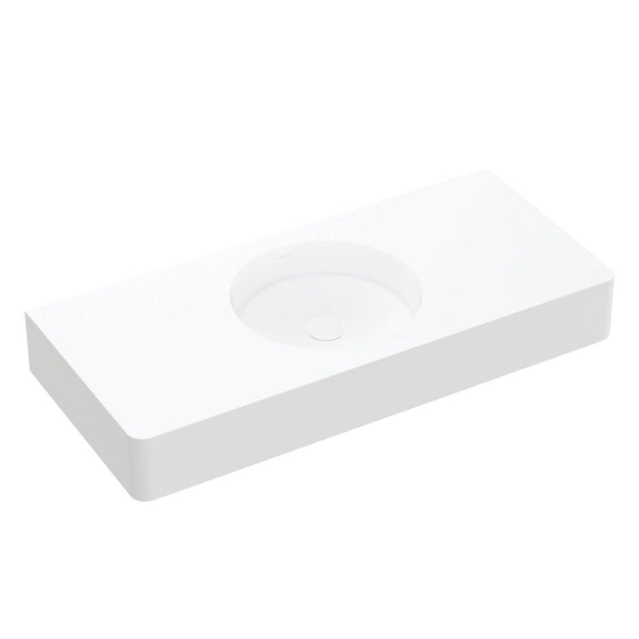 1000*450*135mm FIE Encanto Matte White Cast Stone Rectangle Wall Hung Basin