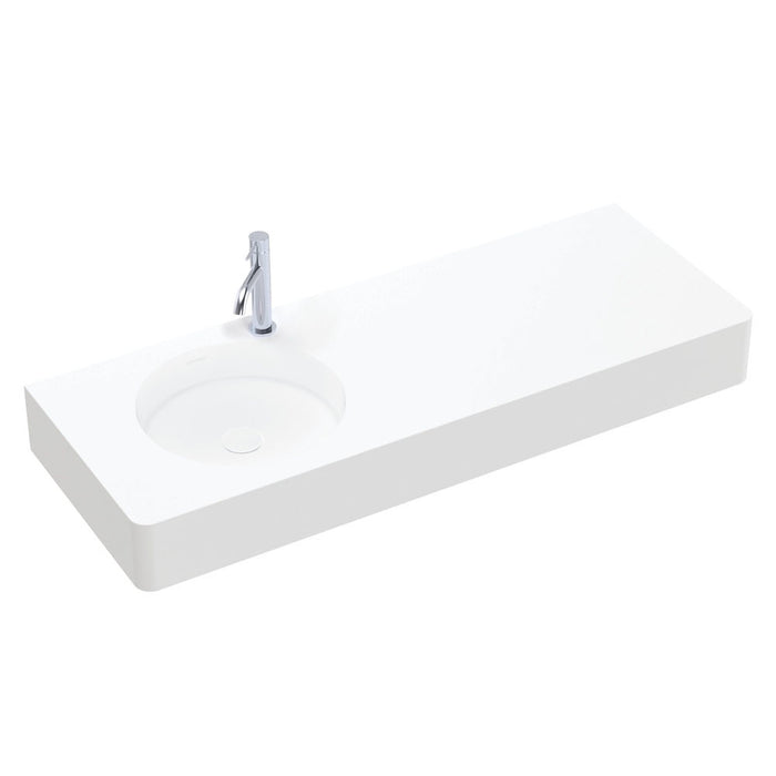 1200*450*135mm Encanto Matte White Cast Stone Rectangle Left-Hand Bowl Wall Hung Basin
