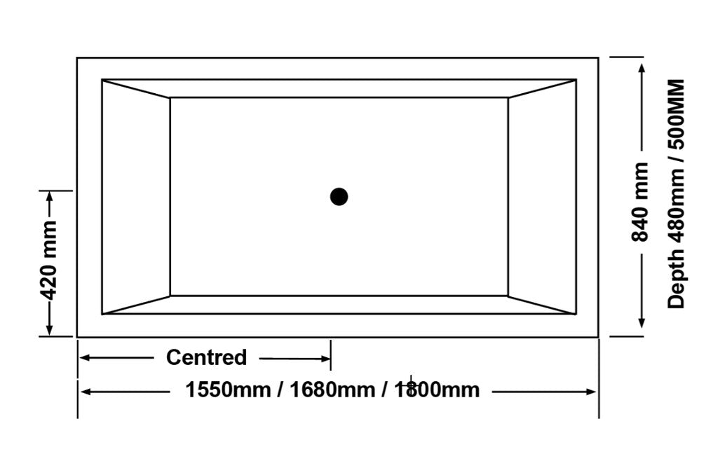 Catolina 1550/1680/1800*840*480/480/500mm bathtub White Acrylic drop in Rectangle - HD reno