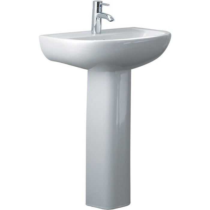 550*410*820mm RAK Compact Gloss White Ceramic Oval Pedestal Basin