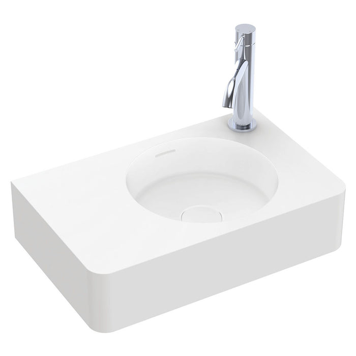 470*300*115mm FIE Encanto Matte White Cast Stone Rectangle Wall Hung Basin