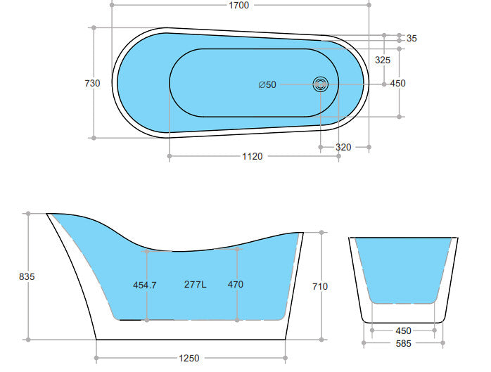1400-1700*710*720mm Poseidon BBT Gloss White/Gloss Black Special Shape Acrylic Freestanding Bathtub