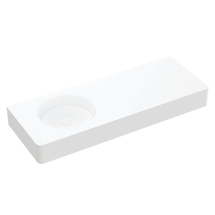 1200*450*135mm Encanto Matte White Cast Stone Rectangle Left-Hand Bowl Wall Hung Basin