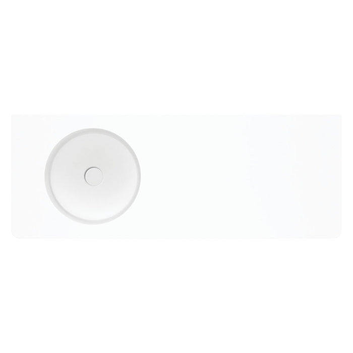 1200*450*135mm Encanto Matte White Cast Stone Rectangle Left-Hand Bowl Wall Hung Basin