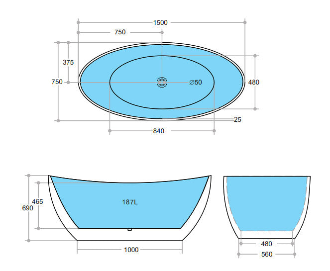 1500-1660*750*700mm Poseidon EBT Gloss White/Gloss Black/Matt White Special Shape Acrylic Freestanding Bathtub