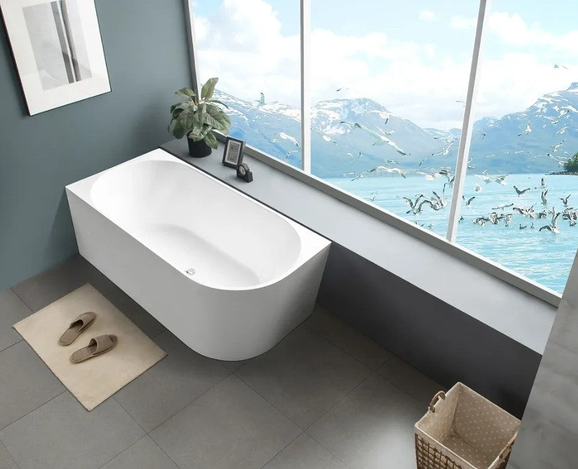1700*800*600mm/1500*750*600mm White Acrylic Corner Back to Wall Bathtub