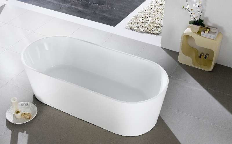 1200-1700*710*550mm Poseidon OBT Gloss White/Gloss Black Oval Acrylic Freestanding Bathtub
