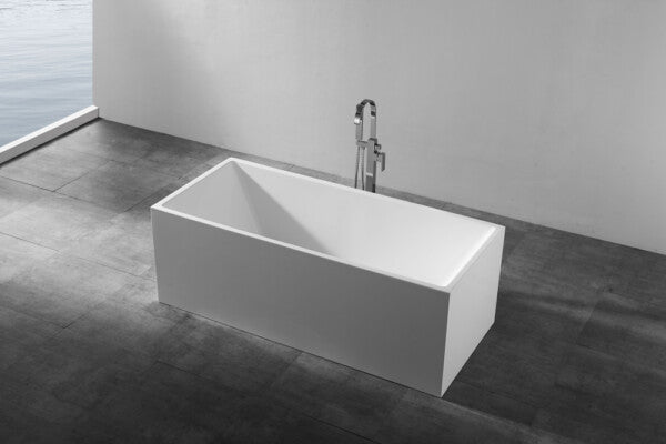 1300-1700*700*590mm Mercio ORTA Multi-Fix Gloss White Rectangle Acrylic Freestanding Bathtub