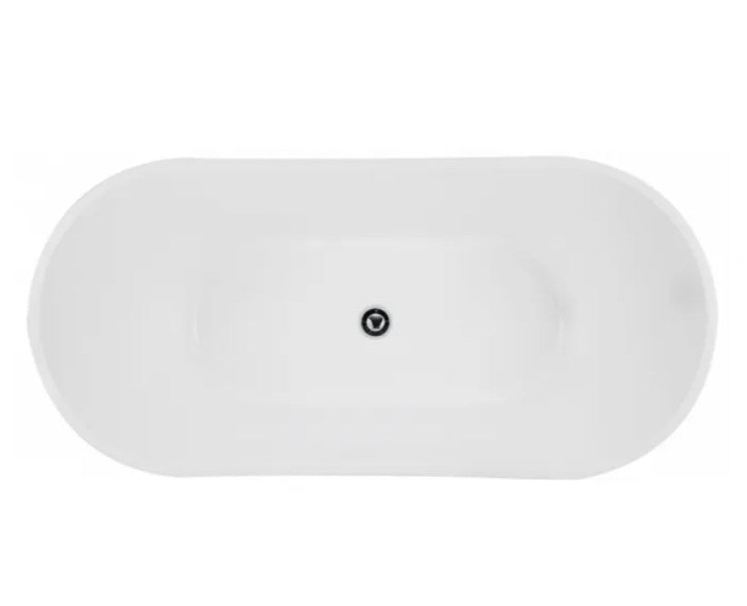 VIVA 1500/1700mm Bath Tub White/Black Freestanding HighBack Acrylic No Overflow