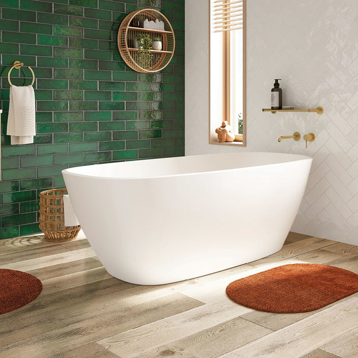 MARISSA 1700*720*560mm Cast Stone Solid Surface Bath Tub Matte White Freestanding with Overflow