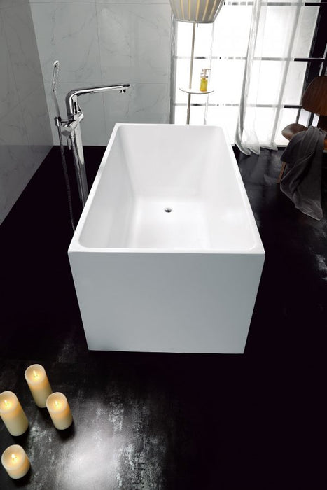 1300-1700*700*590mm Mercio ORTA Multi-Fix Gloss White Rectangle Acrylic Freestanding Bathtub