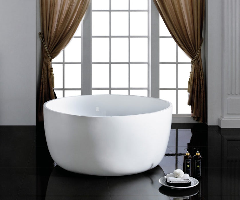 1350*1350*620mm Poseidon RBT Gloss White Round Acrylic With Overflow Freestanding Bathtub