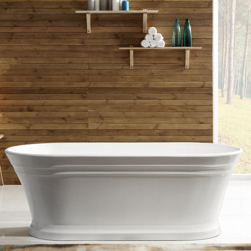 1500-1700*790*600mm Cee Jay Hamptons Gloss White Oval Acrylic Freestanding Bathtub - HD reno