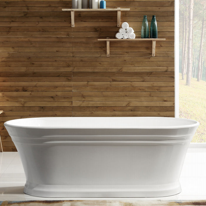 1500-1700*790*600mm Cee Jay Hamptons Gloss White Oval Acrylic Freestanding Bathtub - HD reno