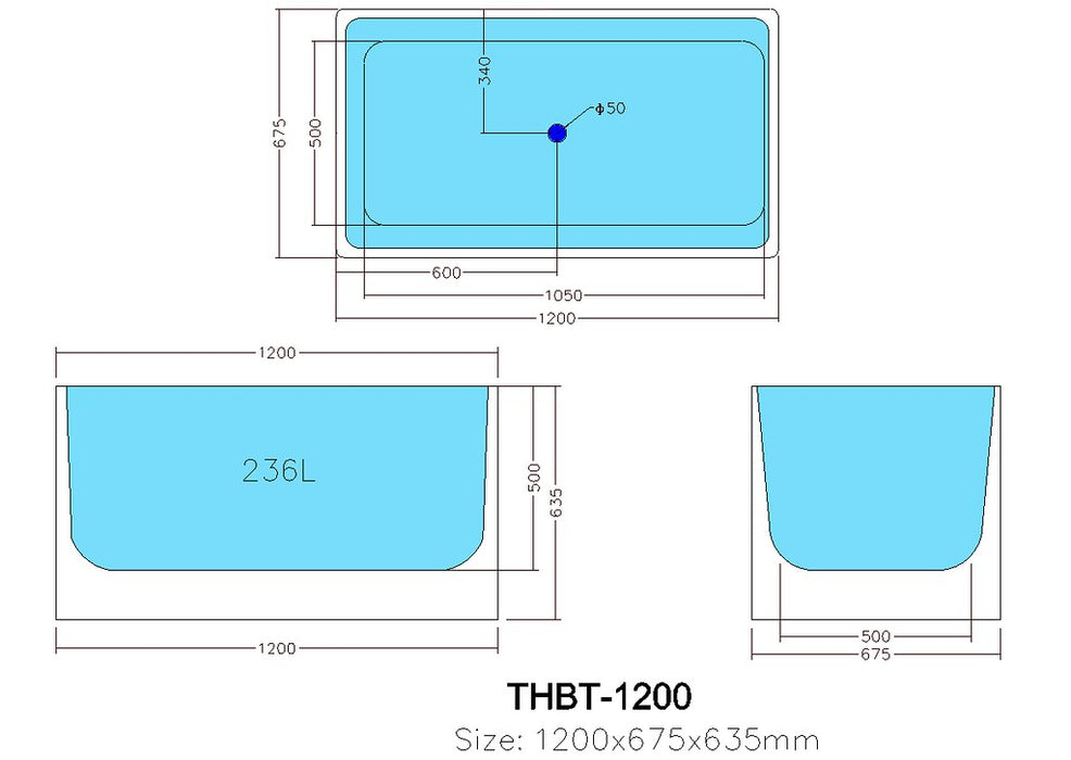 1000-1700*680*580mm Poseidon THBT Gloss White/Matt White Rectangle Acrylic Freestanding Bathtub